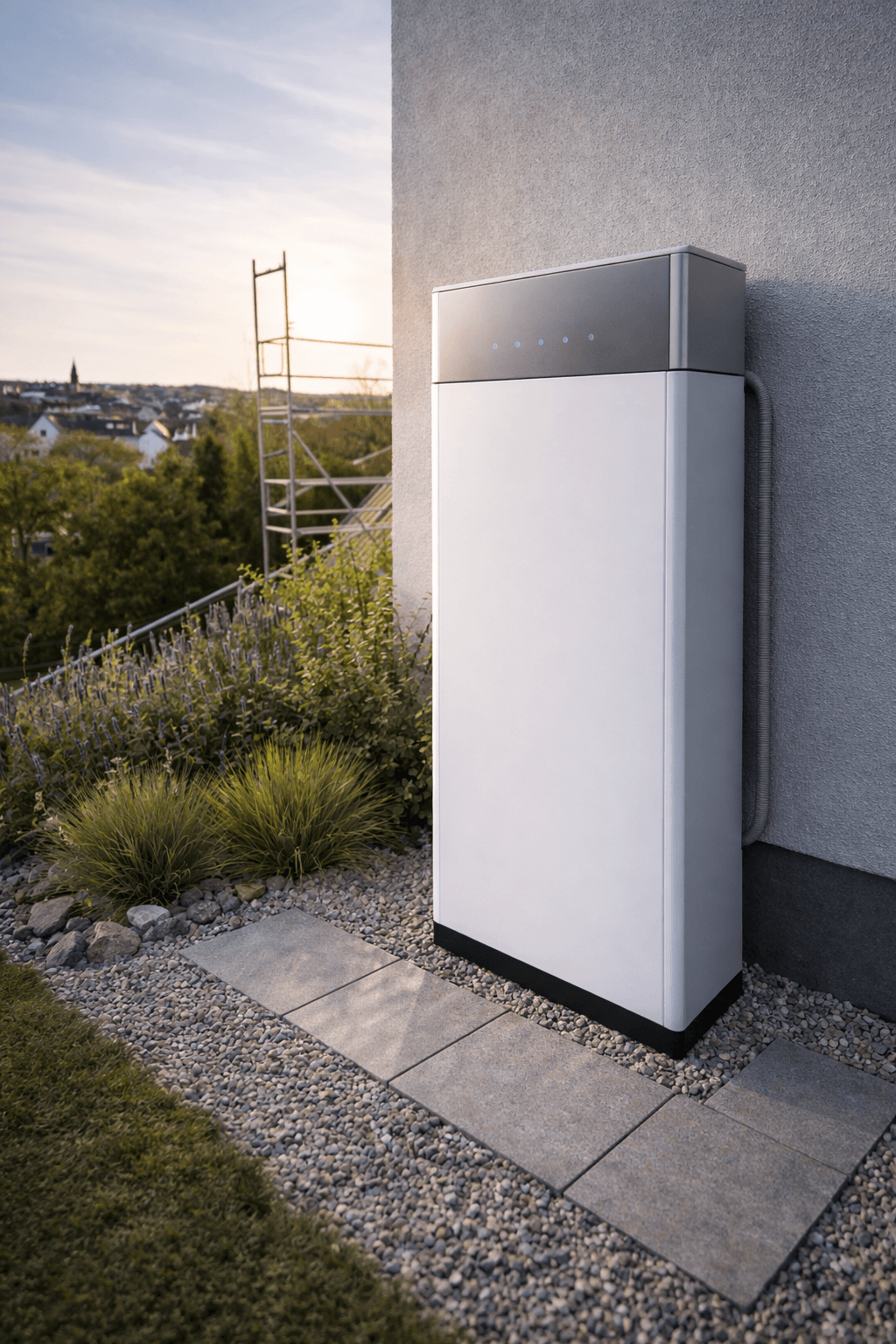 Haus mit Solaranlage und Stromspeicher